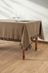 Venedik Fırfırlı Masa Örtüsü Kahverengi (150x220 cm)