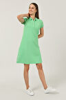MADEIRA Yeşil Polo Yaka Nakışlı Standard Fit Kadın Elbise