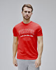 BARNES Kırmızı Bisiklet Yaka BAskılı Standard Fit Erkek Tshirt