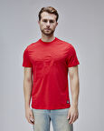 JOPLIN Kırmızı Bisiklet Yaka Baskılı Standard Fit Erkek Tshirt