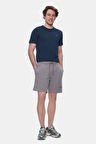 JARVIS Koyu Gri Nakışlı Dokuma Etiket Standard Fit Erkek Örme Şort
