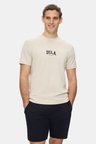 ANGELO Koyu Bej Bisiklet Yaka Baskılı Yumuşak Dokulu Modal Kumaş Standard Fit Erkek Tshirt