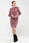 Kadın bisiklet Yaka Kol Detaylı diz boyu Triko Elbise 4351/100