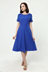 Kadın Bisiklet Yaka Midi Krep Elbise 4442/110
