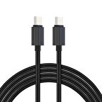 Woyax by Deji PD Type-C to Type-C 3A Şarj ve Data Kablosu Örgülü Siyah 1.2M – Siyah