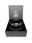 JTAW25BLK1638 HAKİKİ DERİ MIKNATIS KAPAMA ALAŞIMLI METAL GARANTİLİ HEDİYE KUTULU JANTİ BİLEKLİK