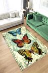 Homshtag Art Deco Kelebekler Dokuma Tabanlı Yıkanabilir Dekoratif Halı