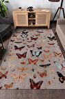 Homshtag Renk Renk Kelebekler Dokuma Tabanlı Yıkanabilir Dekoratif Halı
