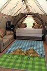 Homshtag Basit Yaşa, Karavan Halısı, Minimalist Seyahat Temalı Halı, Çadır Halısı, Kampçı Halısı, Seyahat Temalı Halı, Pamuklu Dokuma Tabanlı Yıkanabilir Dekoratif Halı
