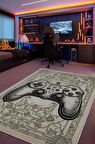 Homshtag Gamer Odası Bej Halı,Krem Renkli Genç Odası halısı,Açık Renkli Oyuncu Odası Halısı,Krem Çocuk Odası Halısı