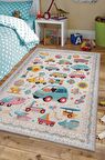 Homshtag Çok Renkli Dokulu Çocuk Odası Halısı Dokuma Rustik Çocuk Halısı Araba Temalı Halı