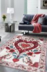 Homshtag Sevgi Aşk Yer Etnik Desenli Salon Halısı Modern Oturma Odası Halısı Kırmızı Renkli Halı