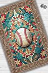 Homshtag Basebol Desenli Halı Çok Renkli Halı Spor Severe Hediye Halı Spor Sever İçin Çiçekli Halı