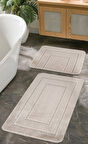 Doğal Kaymaz Taban Banyo Paspas Seti Uzun Ömürlü Yumuşak Dokulu Su Emici Yıkanabilir Çerçeve Set 50x80-50x40