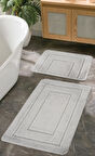Doğal Kaymaz Taban Banyo Paspas Seti Uzun Ömürlü Yumuşak Dokulu Su Emici Yıkanabilir Çerçeve Set 50x80-50x40