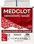 Medclot Hemostatik Kanama Durdurucu Steril Tampon Gazlı Bez Kaolin CE Sertifikalı Spanç Pansuman Acil Durum İlk Yardım Kanama Kontrolü 7,5 x 152 cm