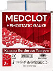 Medclot Hemostatik Kanama Durdurucu Steril Tampon Gazlı Bez Kaolin CE Sertifikalı Spanç Pansuman Acil Durum İlk Yardım Kanama Kontrolü 7,5 x 61 cm