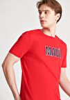Mavi Logo Baskılı Kırmızı Tişört 066842-33099