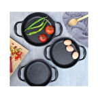 Burak Eda Asya Kapaksız Granit Döküm 3 Parça Sahan Seti 16-18-20 Cm