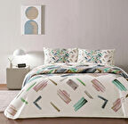 TAÇ TEK KİŞİLİK BASKILI PİKE TAKIMI JUNO MAVİ