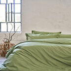 Linens Mix&Match Pamuk King Size Saten Nevresim Kılıfı Koyu Yeşil