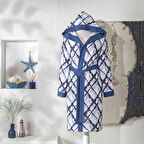 Taç Briza Pamuk Poliester Genç Bornoz Mavi  L/XL