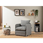 Pafu Saga Tekli Katlanır Yataklı Koltuk Keten Açık Gri