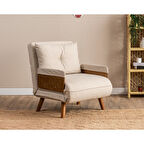 Pafu Cosmo Tekli Katlanır Yataklı Koltuk - Keten Krem