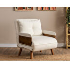 Pafu Cosmo Tekli Katlanır Yataklı Koltuk - Teddy Beyaz