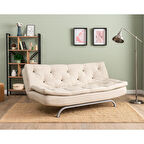 Pafu Rivo Üçlü Yataklı Koltuk - Keten Krem