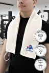 Sporcu Antrenman Havlusu Gym Fitness Plates Boks Tenis Spor Havlusu 105x30 Cm - Krem