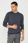 Antrasit Basic Bisiklet Yaka Erkek Sweatshirt
