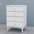 Garaj Home Yıldız 4 çekmeceli Komodin- Beyaz-