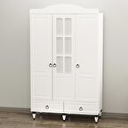 Garaj Home Sude Membran Pencereli 3 Kapaklı Dolap - Beyaz-