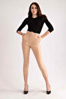 Bej Geniş Kemerli Bilek Paça Klasik Pantolon 0303553.55
