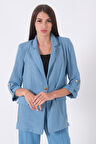 Bebe Mavi Kolları Düğme Toparlamalı Keten Ceket 01051361.449