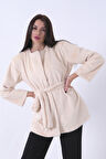 Krem Önü Kapamalı Seyyar Kemerli Peluş Ceket 0105140.19