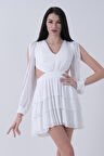 Beyaz Payet Sırt Açık Kısa Abiye 1302161.15