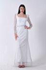 Beyaz Taş İşlemeli Balık Abiye Elbise 9705141.15