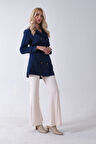 Lacivert Bilek ve Omuz Apolet Detaylı Kemerli Düğme Kapamalı Trenç 4200829.02