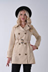 Bej Bilek ve Omuz Apolet Detaylı Kemerli Düğme Kapamalı Trenç 4200829.55