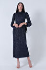 Lacivert Bilek Ucu Saten Kurdele Pullu Tesettür Abiye 6502471.02