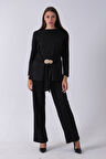 Siyah Altın Toka Detaylı Pantolonlu Takım 4577282.01