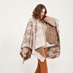 Kaz Ayağı Desen Çift Taraflı Triko Kadın Şal Panço