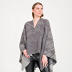 Kaz Ayağı Desen Çift Taraflı Triko Kadın Şal Panço