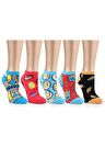 5 Çift Eğlenceli Desenler Kadın Patik Çorap OZZYP002