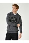 Koton Baskili Kapsonlu Sweatshirt