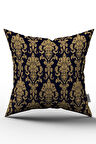 Siyah Sarı Damask Desenli Dijital Baskılı Kırlent Kılıfı  - OTYK005