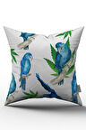 Çift Taraflı Mavi Yeşil Papağan Desenli Dijital Baskı Kırlent Yastık Kılıfı - CHCCK54-CT