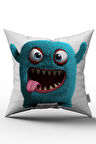 Çift Taraflı Mavi Sevimli Canavar Dijital Baskılı Çocuk Kırlent Yastık Kılıfı - CHCCK16-CT